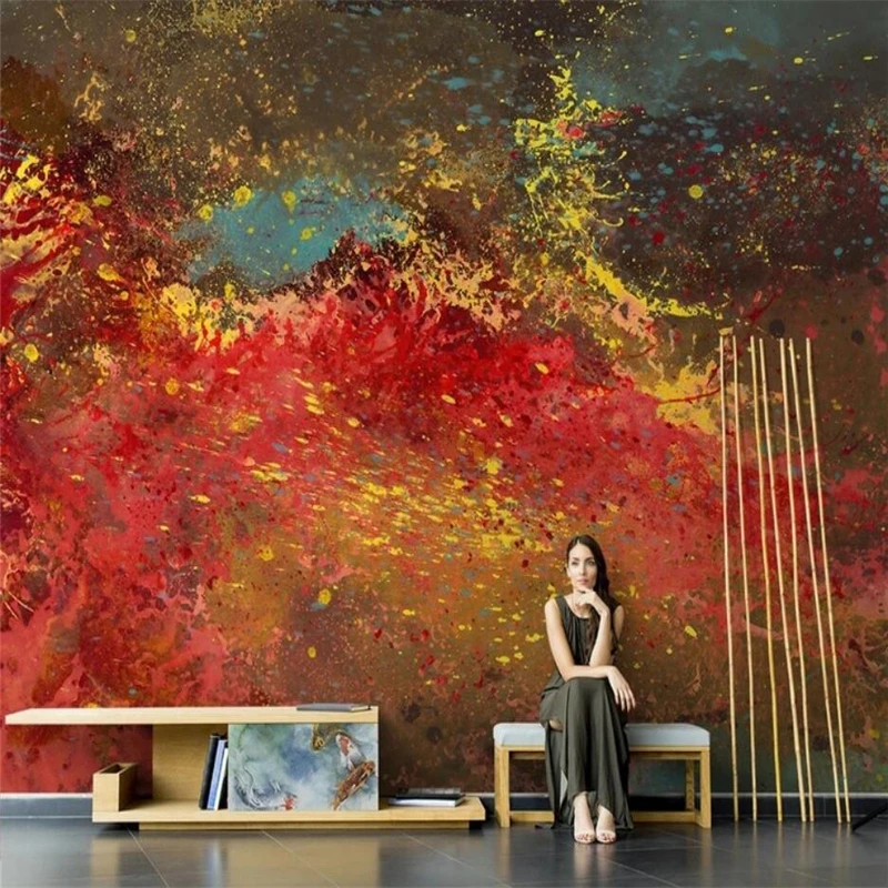 

beibehang Custom 3d Red Abstract Magma Painting Wallpapers for Living Room Sofa Background photo Murals wall papers home decor