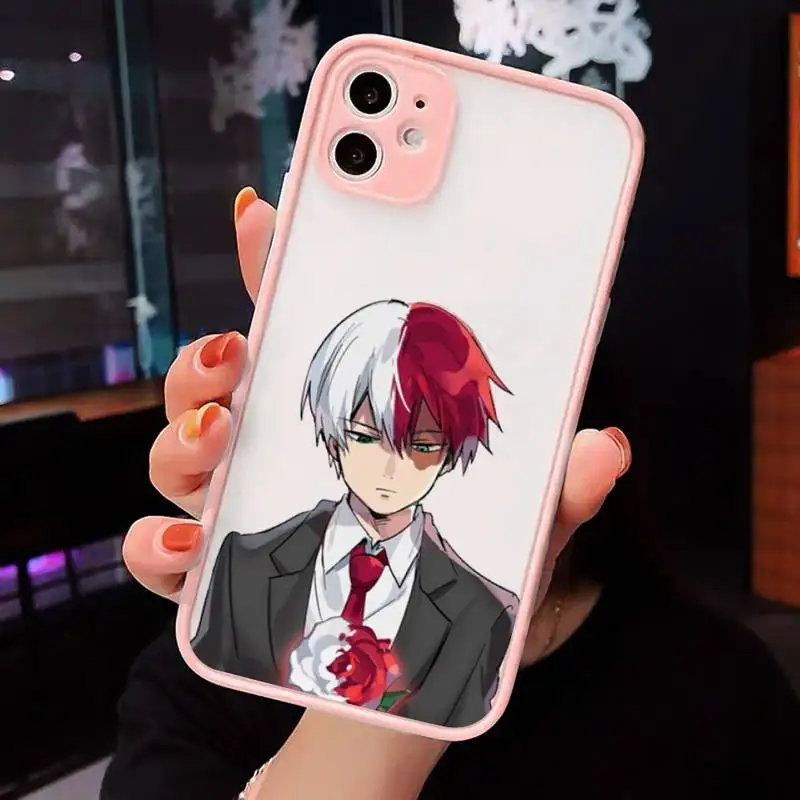 

My Hero Academia deku bakugou Boku Phone Case For iPhone 12 11 Mini Pro XR XS Max 7 8 Plus X Matte transparent Pink Back Cover