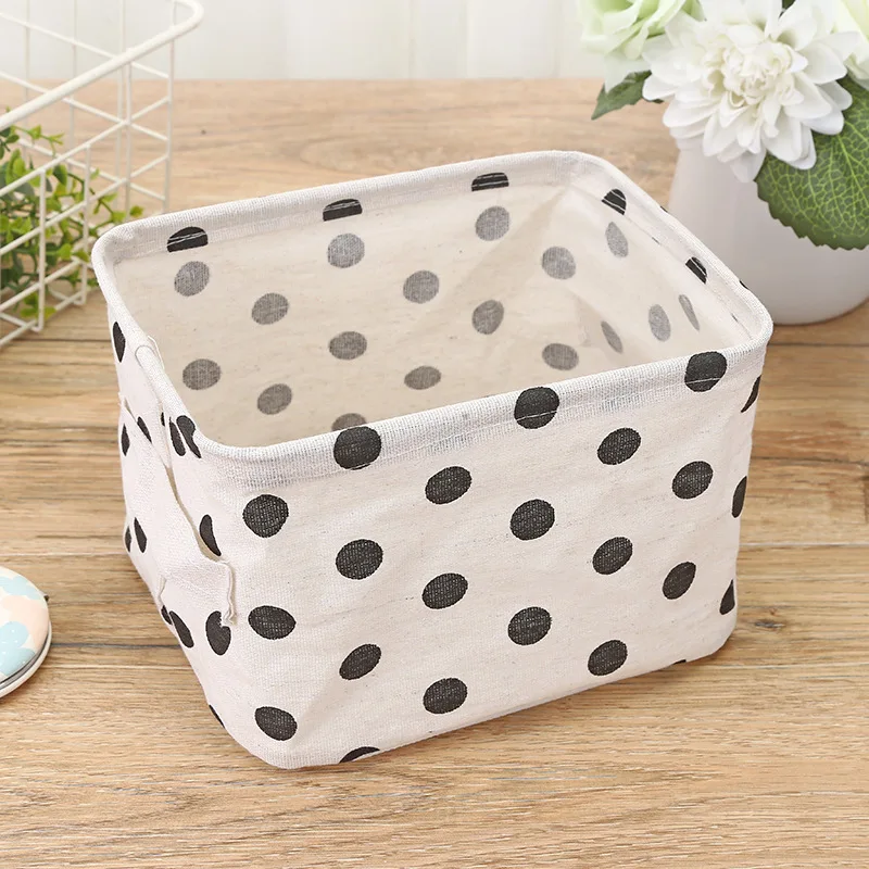 Хлопковая льняная настольная корзина для хранения дерева коробка вещей с ручкой