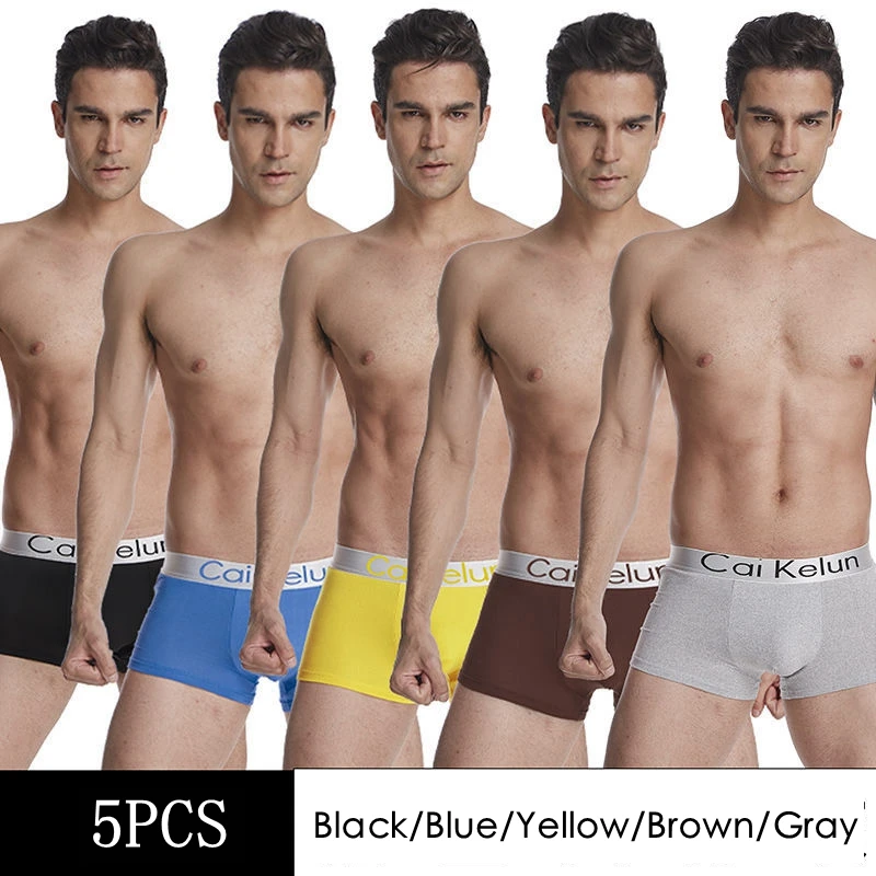 5PCS / LOT Fashion Men Underwear Boxer Men's Panties Plus Size Comfortable Underpants Sexy Solid Mens Underwear U Convex Shorts