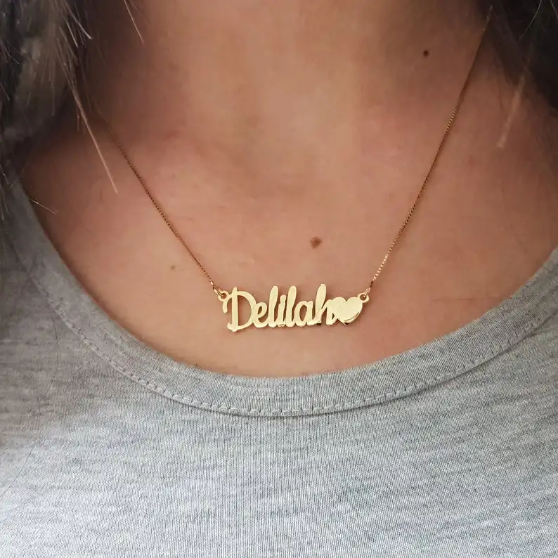 

Ожерелье с именем на заказ, ожерелье с именем сердца, 9 стилей шрифтов, украшение с именем сердца, ожерелье для девочек