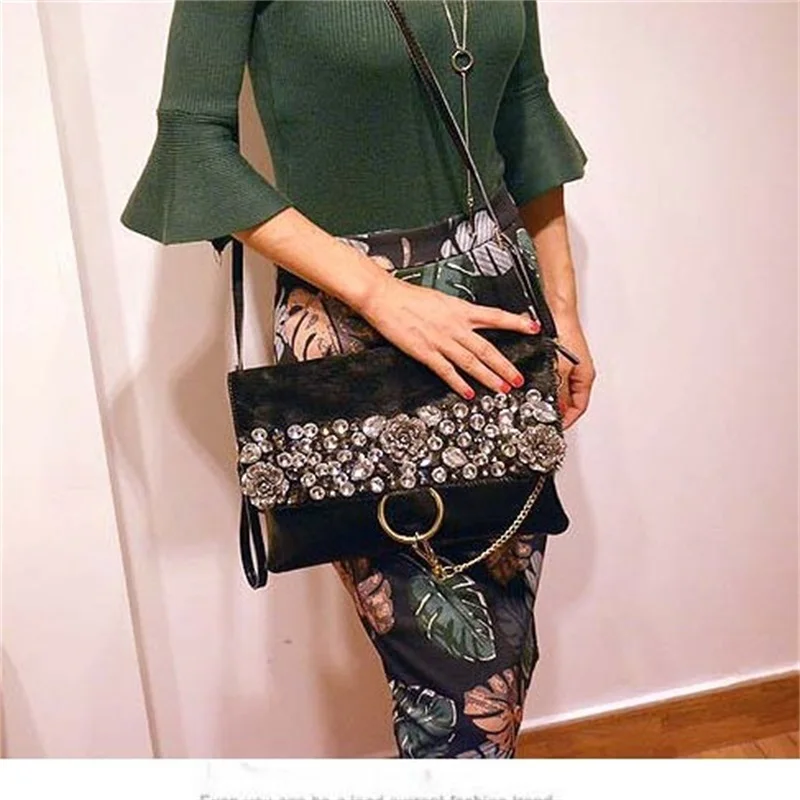 Модный клатч конверт с конским волосом Женский вечерний из воловьей кожи на день