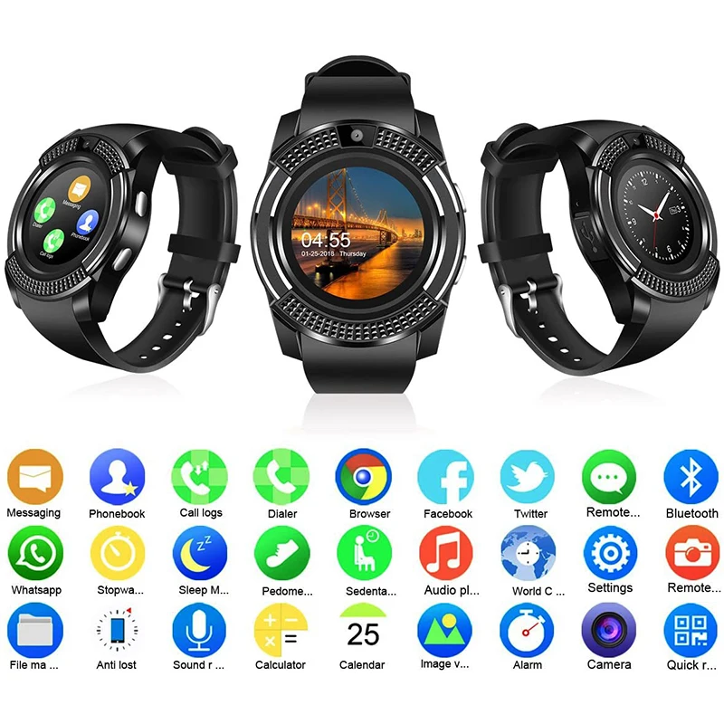 

2021 Relogio inteligente V8 Smart Watch Men Bluetooth Sport Watch Dial Call 2G Message Push Call Remider Music Smartwatch Women