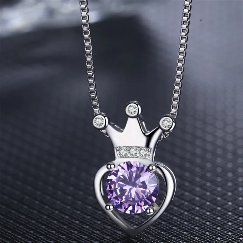 Женское ожерелье с кулоном в виде короны серебряное 925 пробы модные аксессуары