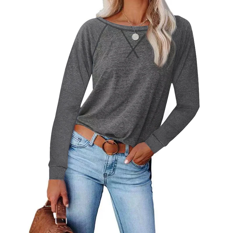 

YRZS Women's Long Sleeve Color Contrast Block Tunic Comfy Stripe Round Neck T Shirt Tops