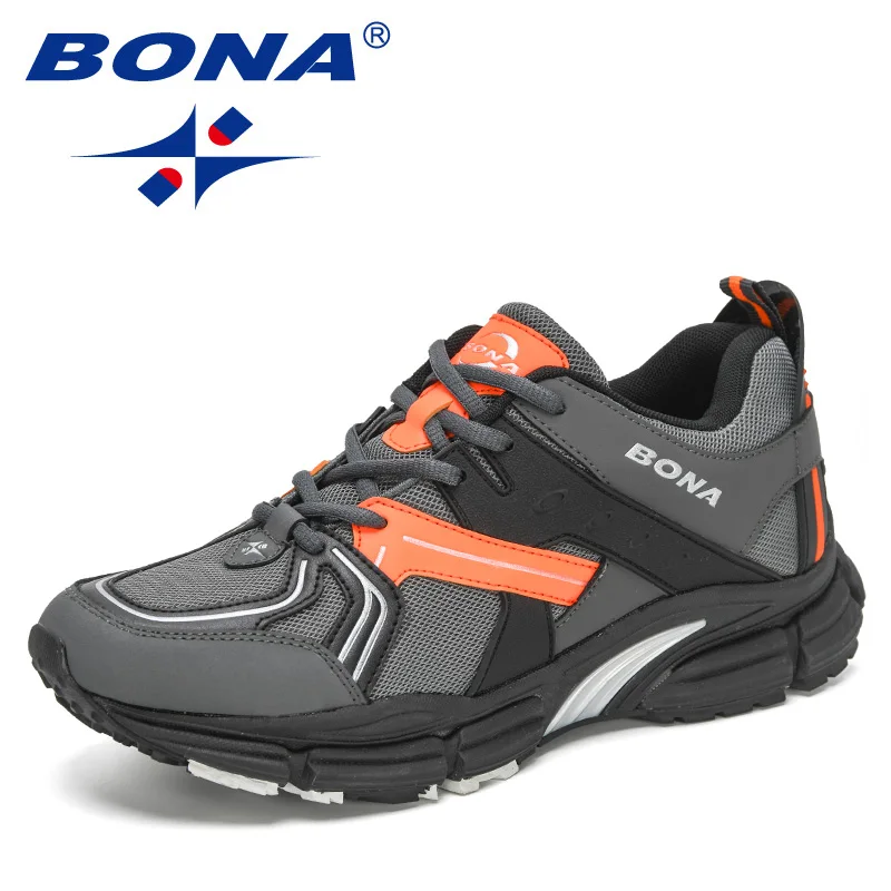 

BONA 2021 New Designers Action Leather Mesh Running Shoes Men Comfortable Breathable Walking Sneakers Zapatillas Hombre Trendy