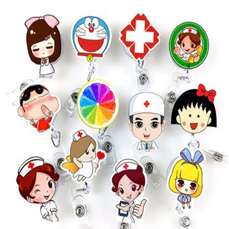 

2020 New Cute Retractable Badge Reel Student Nurse Exhibition ID Name Card Badge Holder Office Supplies