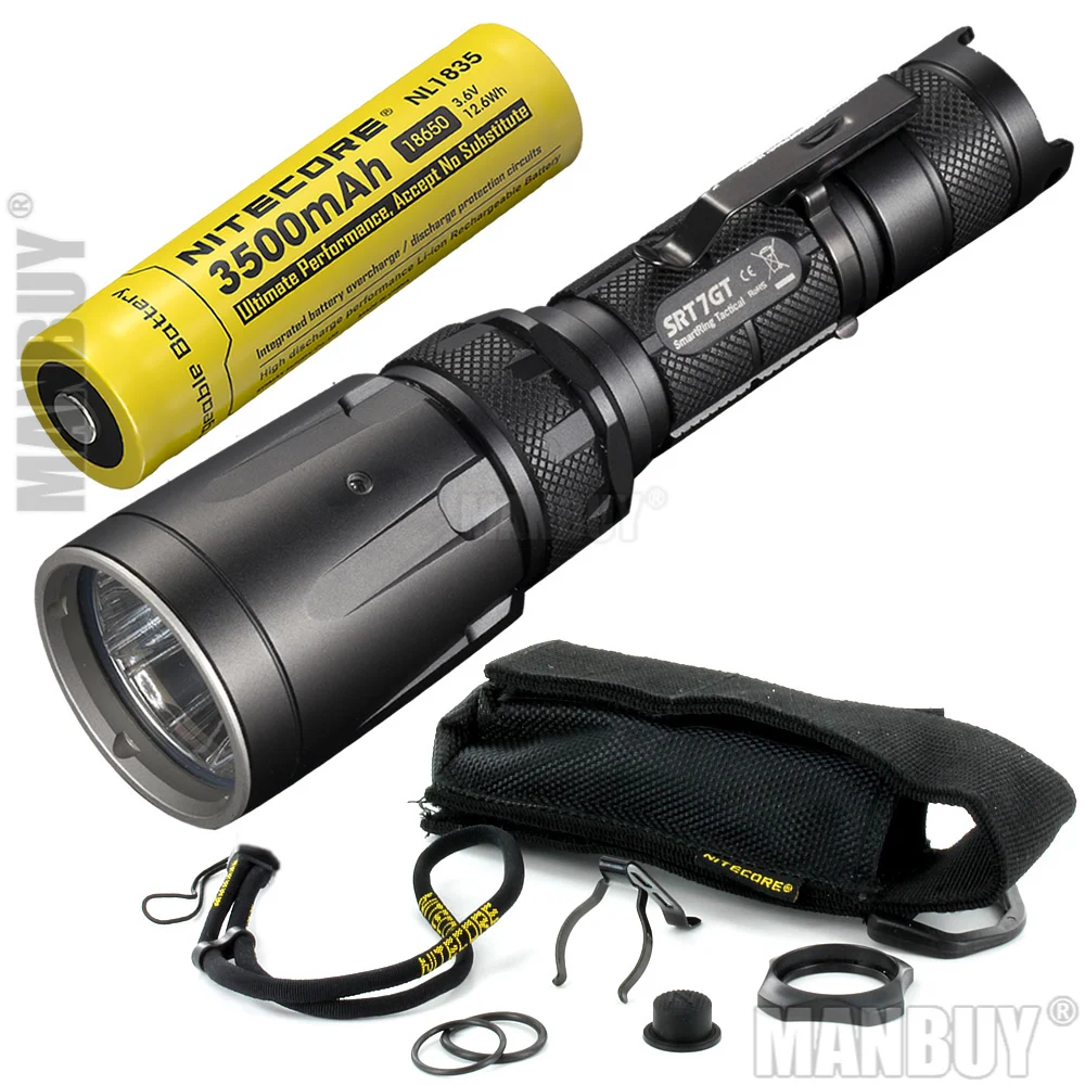 Бесплатная доставка NITECORE RGB + УФ светильник SRT7GT с перезаряжаемой батареей 18650 CREE XP