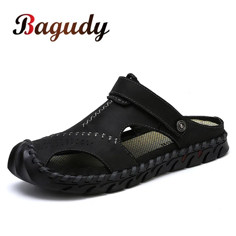 Классические мужские сандалии из натуральной кожи новые модные летние больших