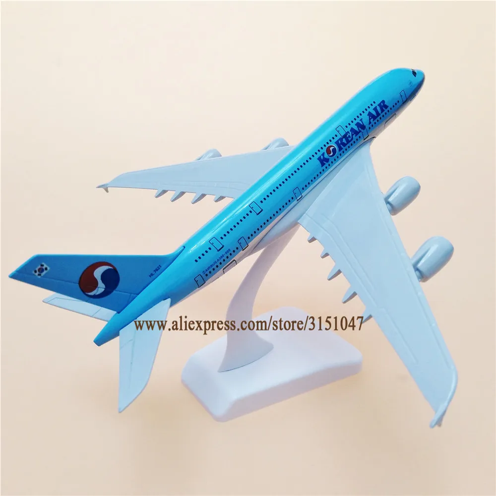 20 см синий корейский Air Airbus 380 A380 Airlines модель самолета сплав Металл литье под