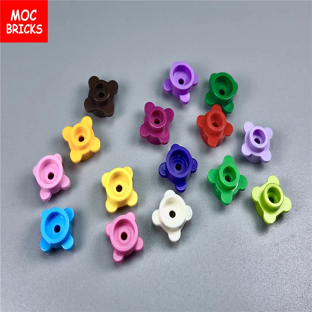 100 шт./лот MOC круглые кирпичи 1x1 с цветочным краем (4 ручки/лепестки) 33291 Обучающие
