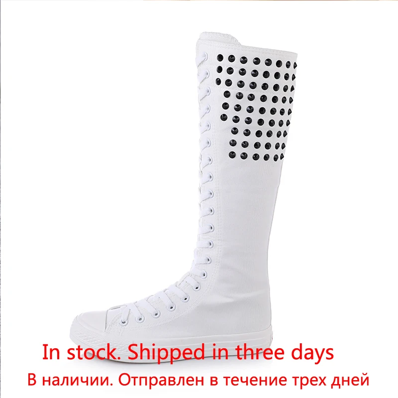 Кеды женские высокие повседневные холщовые сапоги в стиле панк на шнуровке