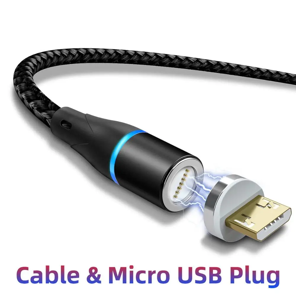 Black Micro cable ANMONE type C Магнитный кабель Android Micro USB кабели Мобильный планшет быстрое зарядное устройство магнитный шнур телефон зарядка данных USB кабели - Цвет: Black Micro cable