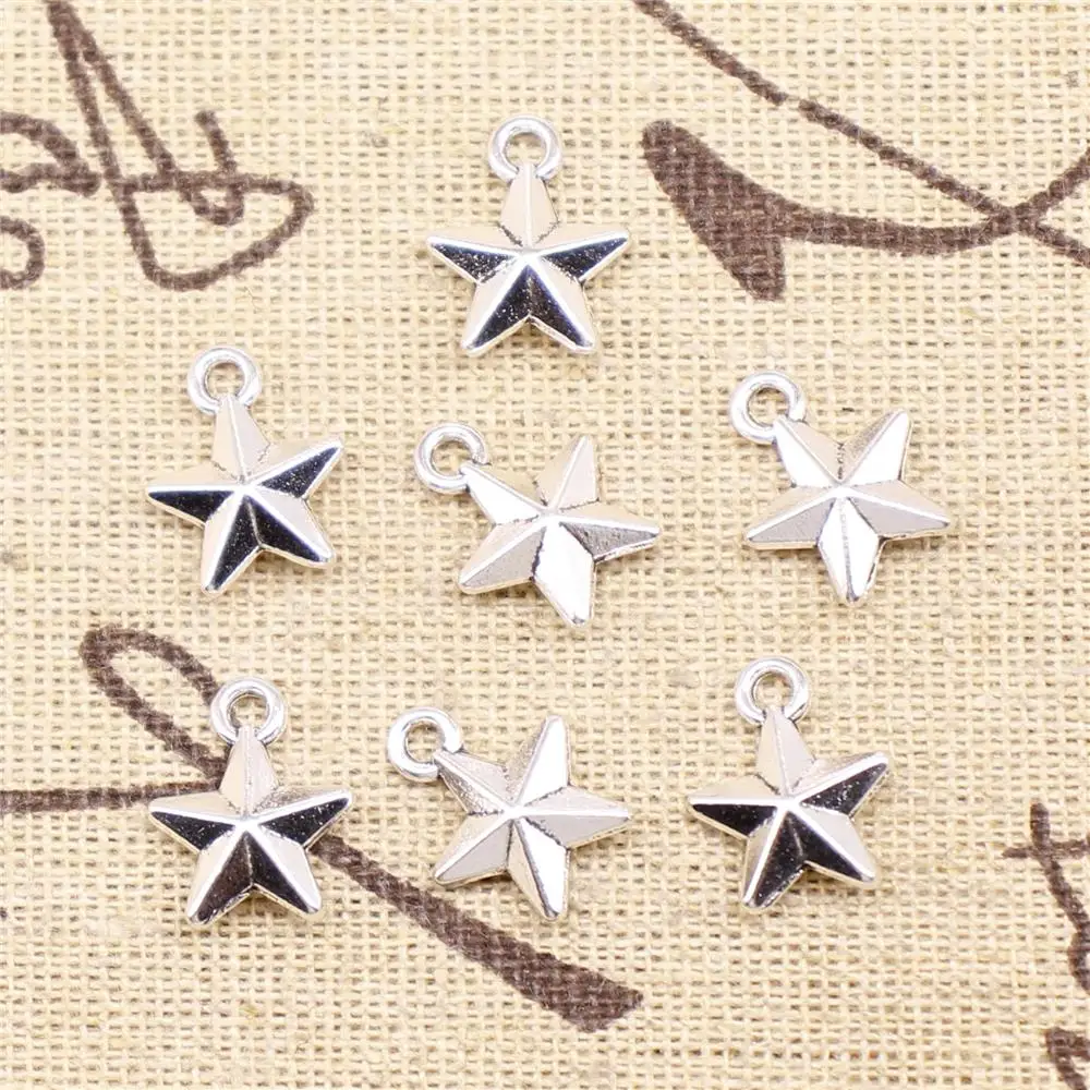 

Cute Charms For Bracelet 20pcs 14x11mm Antique Silver Color Star Charms