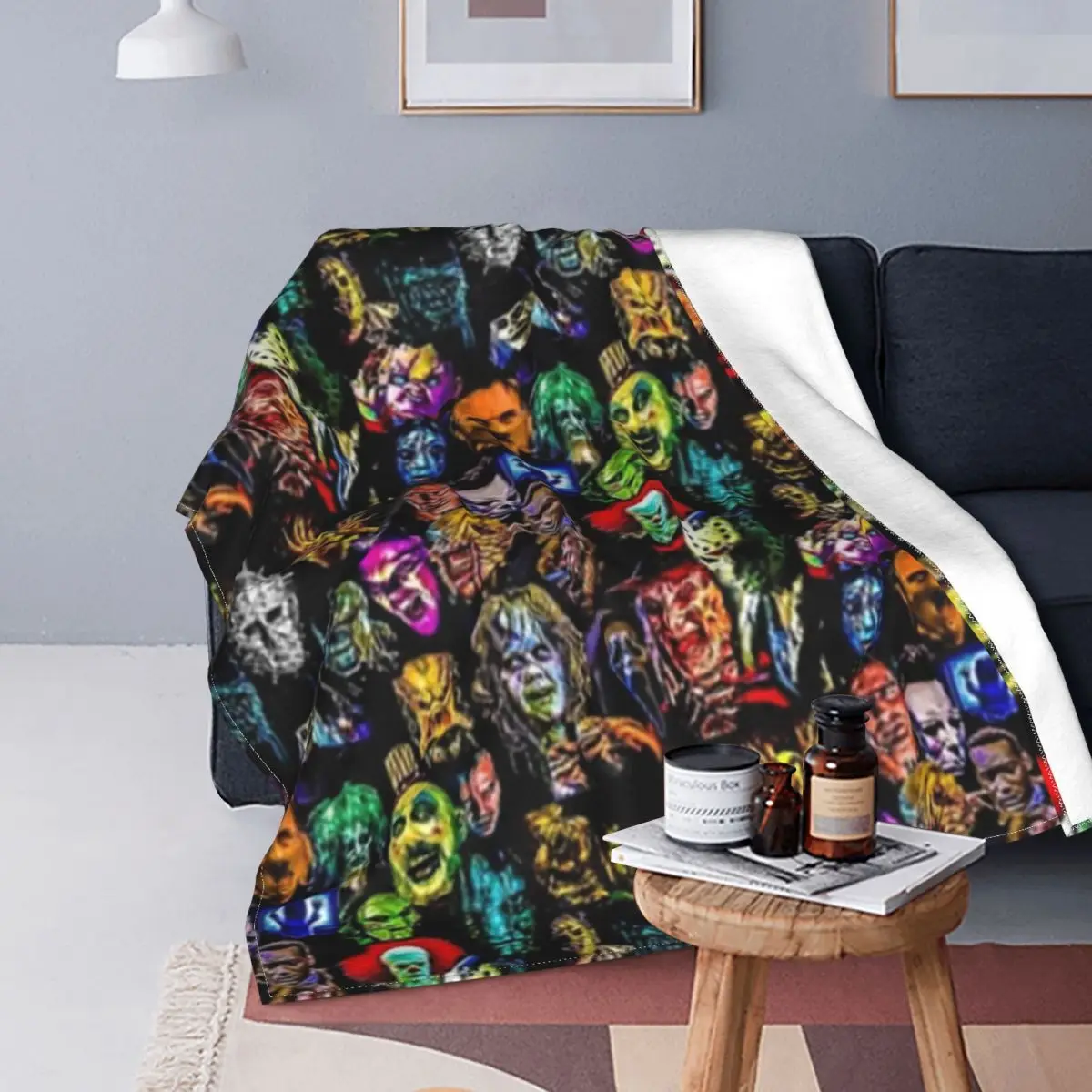 

Horror Movie Blanket Fleece Printed Scary Creepy Stephen King's It Lightweight Throw Blankets for Sofa Office Bedspread