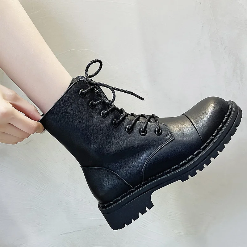 Женские Кожаные Ботинки Martin Высококачественная обувь с боковой молнией новая