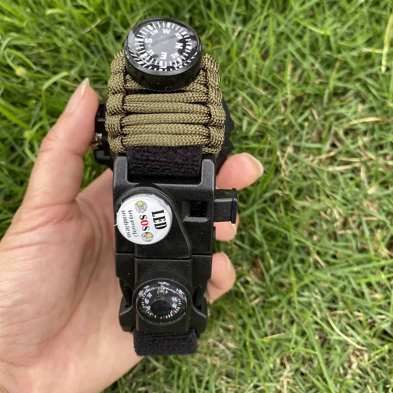 Watch Survival Outdoor Tools Camping Tactical EDC Tool Wristband Paracord Bracelet Waterproof For Touri | Спорт и развлечения