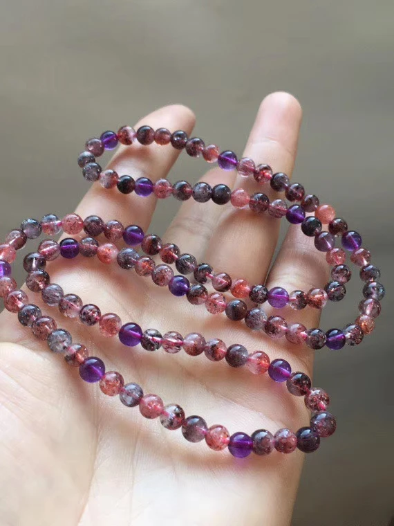 

Натуральный Lepidocrocite, кварцевый женский красочный супер 7, прозрачный Круглый браслет с бусинами 4,8 мм, кристалл, стрейч, драгоценный камень ...