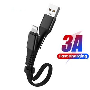 3A Fast Charging USB Data Cable 30cm Foldable Micro USB/Type C/8 Pin Kable Nylon Braid Short Cord  F