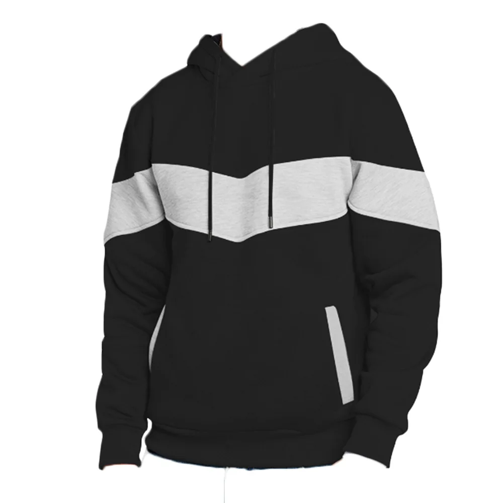 

2021 autumn and winter best-selling men's sweater with contrast drawstring round neck and hooded casual Plush