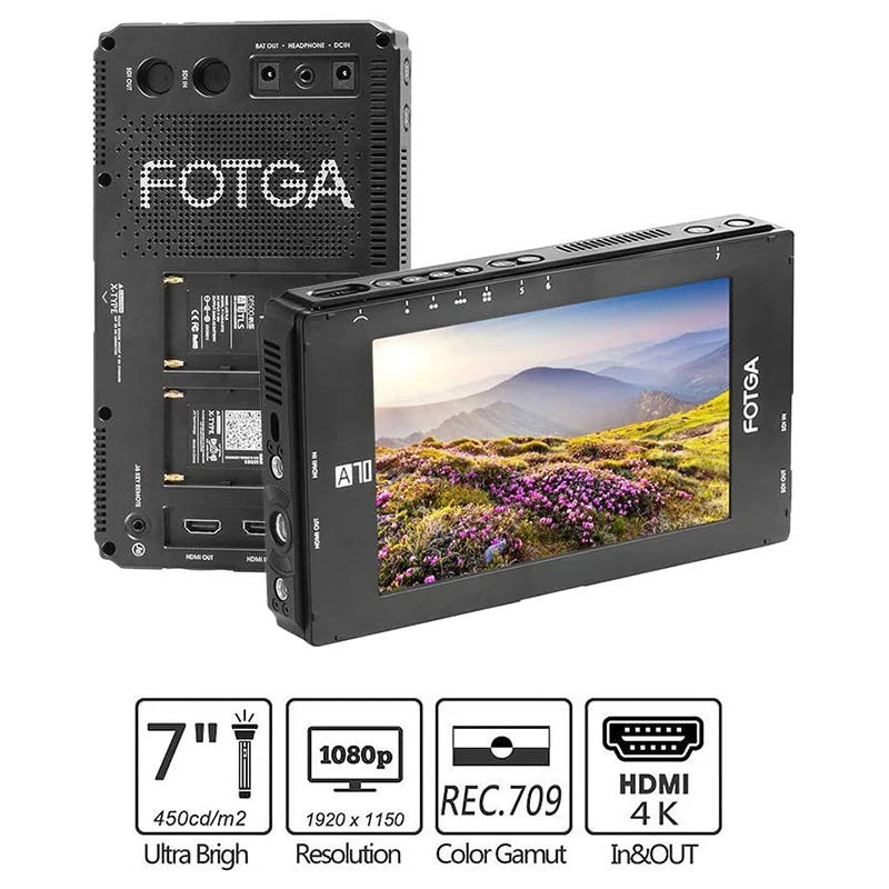 FOTGA A70 7 дюймов FHD видео на камере полевой монитор IPS Sn 4K HDMI вход/выход двойная NP-F