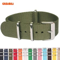toughness thickening pin buckle nato strap nylon perlon canvas 18mm 20mm 22mm width watch band military sport diver