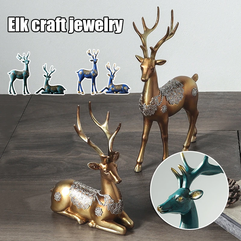 

New Sitting Standing Resin Deer Statues Nordic Style Christmas Elk Figurines Statues Wine Cabinet Home Office Decoration