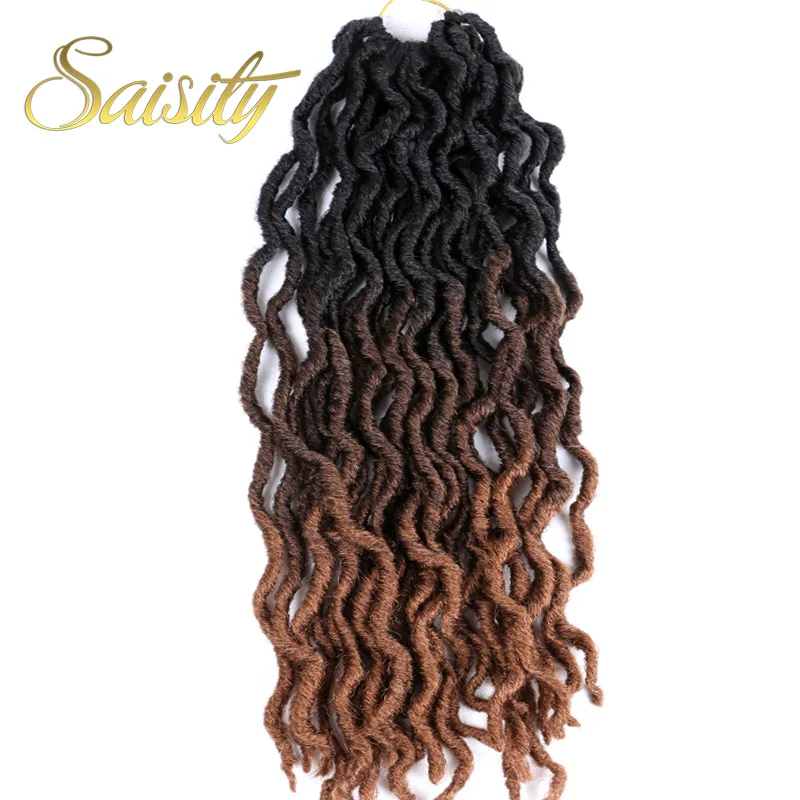 Saisity 18 дюймов 24 пряди Синтетические Ombre Faux locs кудряшки для наращивания мягкие вязанные крючком косички для наращивания волос