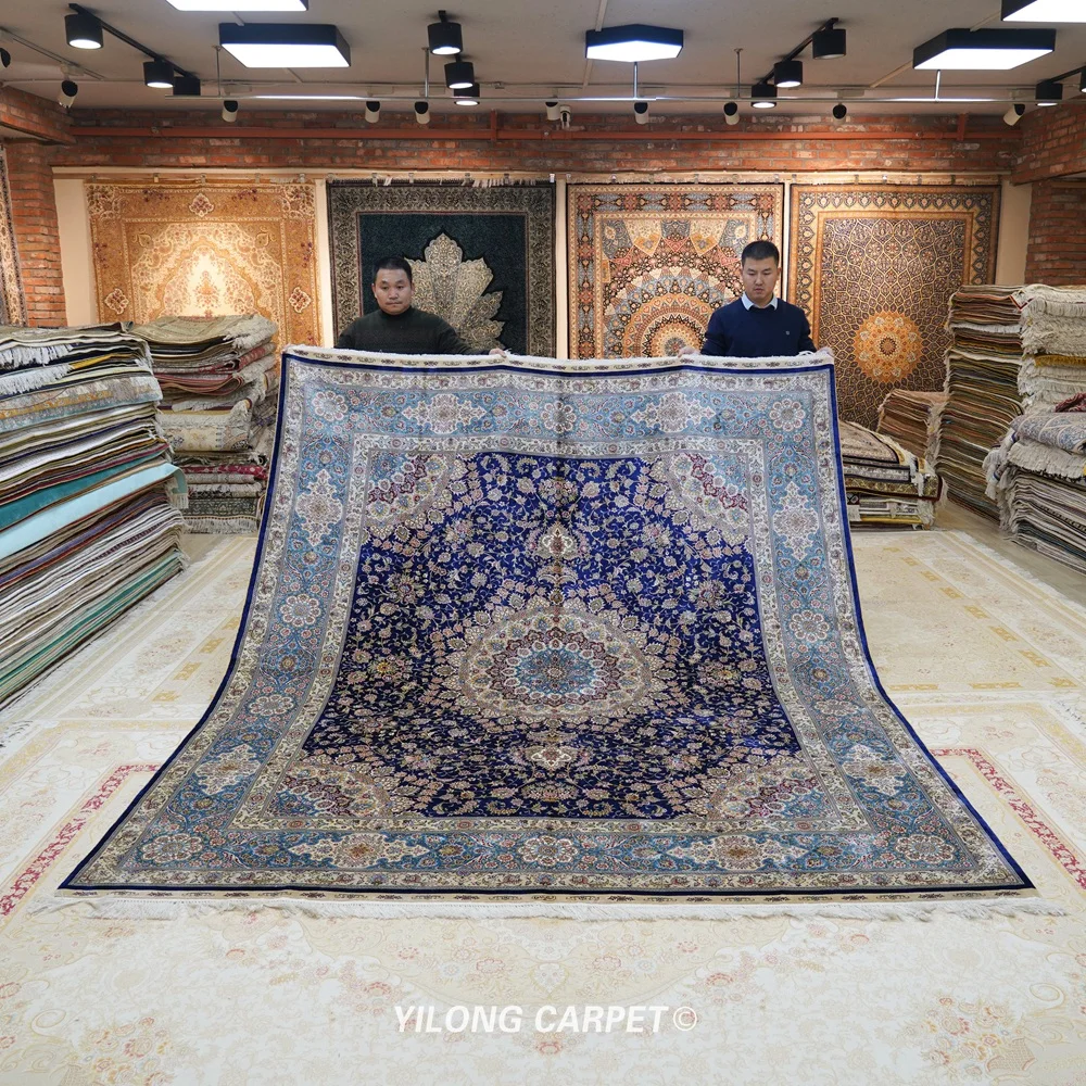 Goedkoop Yilong 8 'X 10' Vantage Handgemaakte 100% Zijde Tapijt Medaillon Perzische Zijden Tapijt (TJ191A)