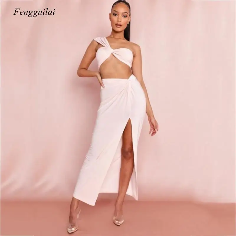 

Strapless Long Solid Color High Split Two Piece Women's Suit 2021 Autumn Summer New Women's Wear