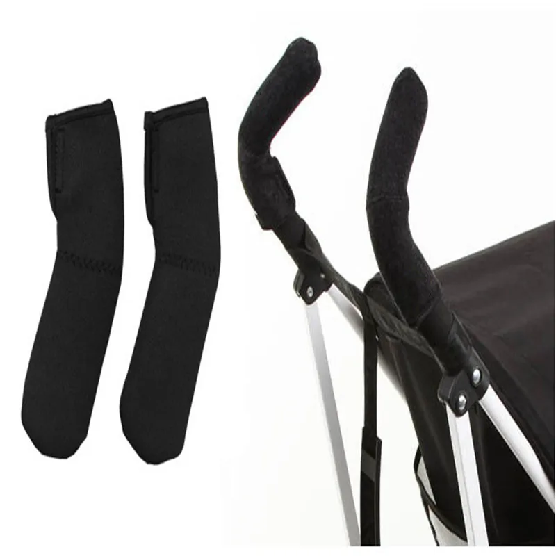 Funda protectora para Reposabrazos de cochecito de beb&eacute;, accesorios de mango para cochecito de beb&eacute;, suave, color negro, 2 unids/set por juego-0