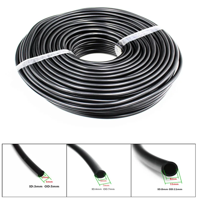 

3/5 4/7 8/11mm Micro Drip Irrigation Tube Hose PVC Pipe Water Hose for Garden Plants Flower Watering Sprinker Pipe Black
