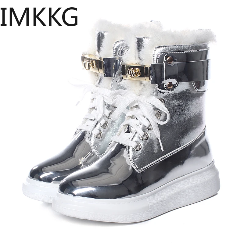 Классические женские зимние сапоги до середины икры теплые меховые с плюшевой