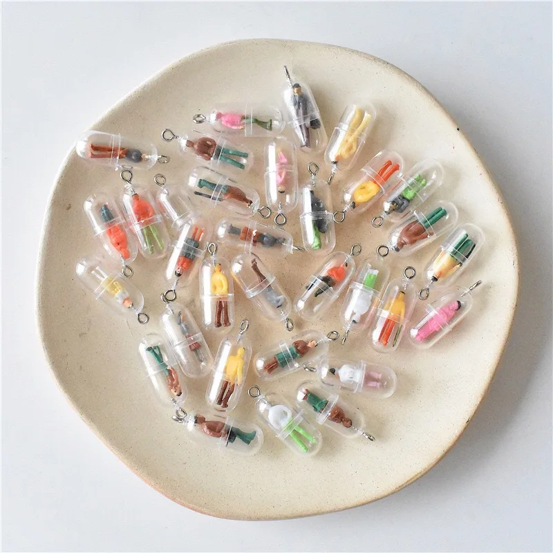 Прозрачные капсулы красочные маленькие человеческие серьги Lilliput милые висячие