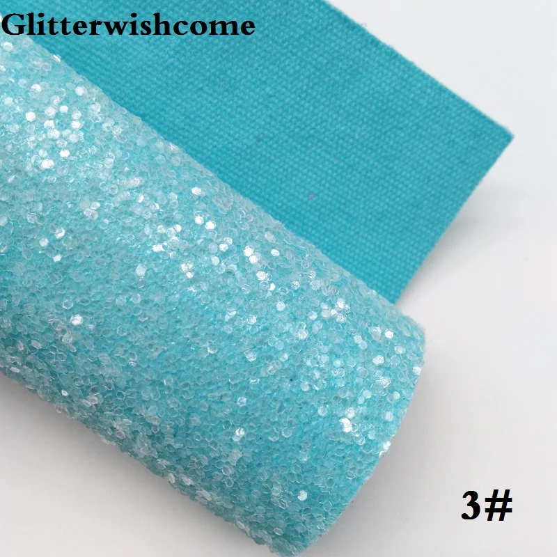 3 Glitterwishcome 30X134 см мини рулон синтетическая кожа, Fluo толстый блеск кожа ткань винил для луков, GM046 - Цвет: 3