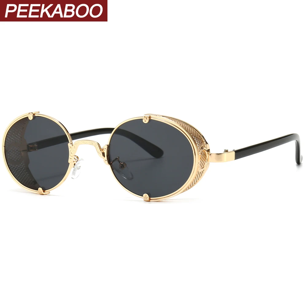Мужские и женские солнцезащитные очки Peekaboo круглые с металлической оправой в