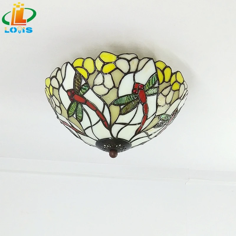 Американская потолочная лампа в виде стрекозы 10 дюймов светильник стиле тиффани