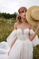 thinyfull princess wedding dresses sweetheart a line off the shoulder bride dresses tulle lace appliques vestido de novia 2020