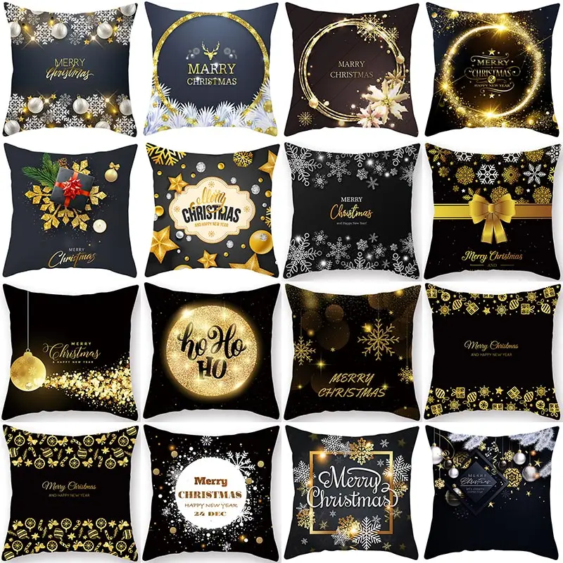 1 шт. Золотая Рождественская елка олень Санта-Клаус узор 45*45 см чехол для подушки