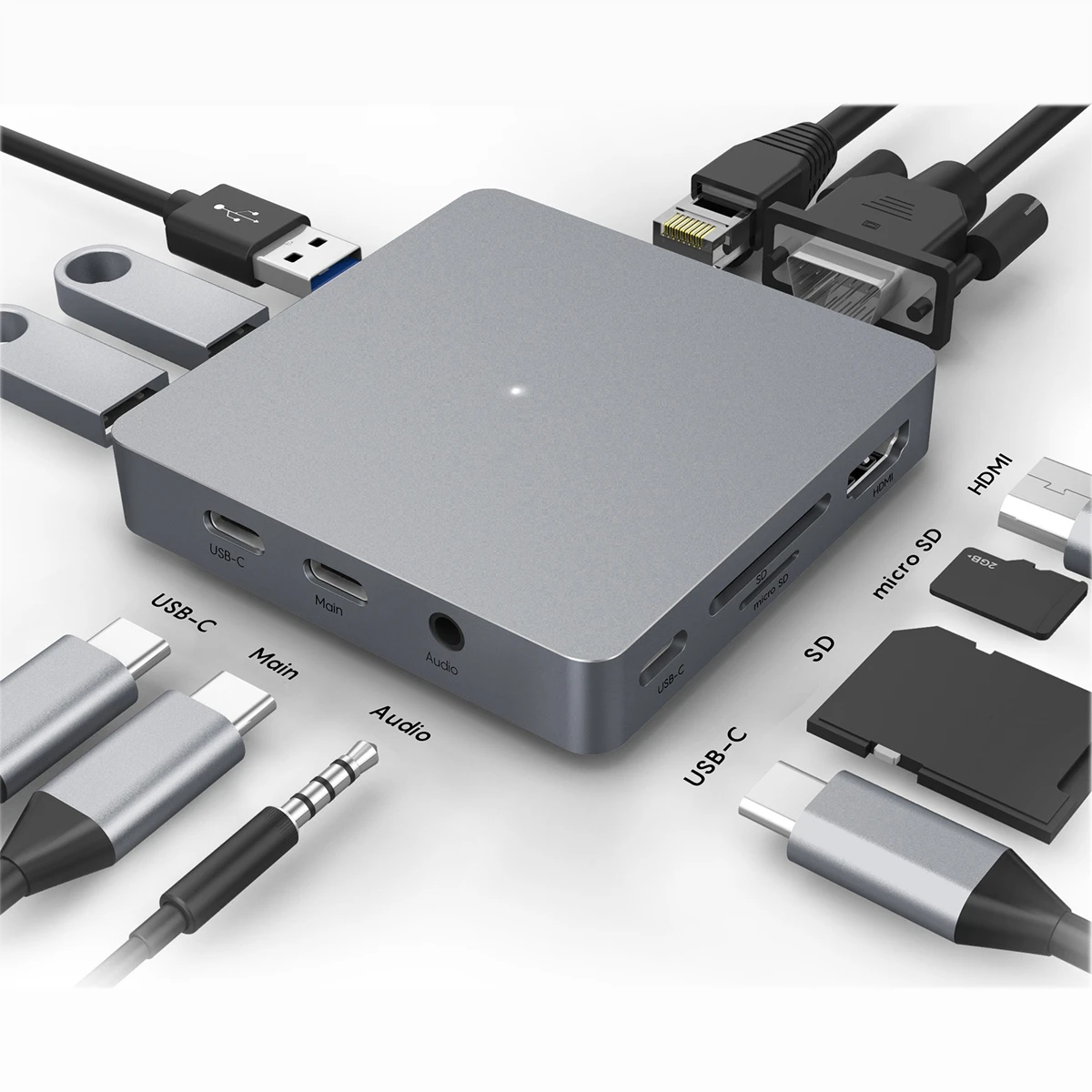 Портативный 5/6/7/8/9 в 1 Алюминиевый сплав USB 3 0 порты Type-C концентратор Usb-C до 4K HD