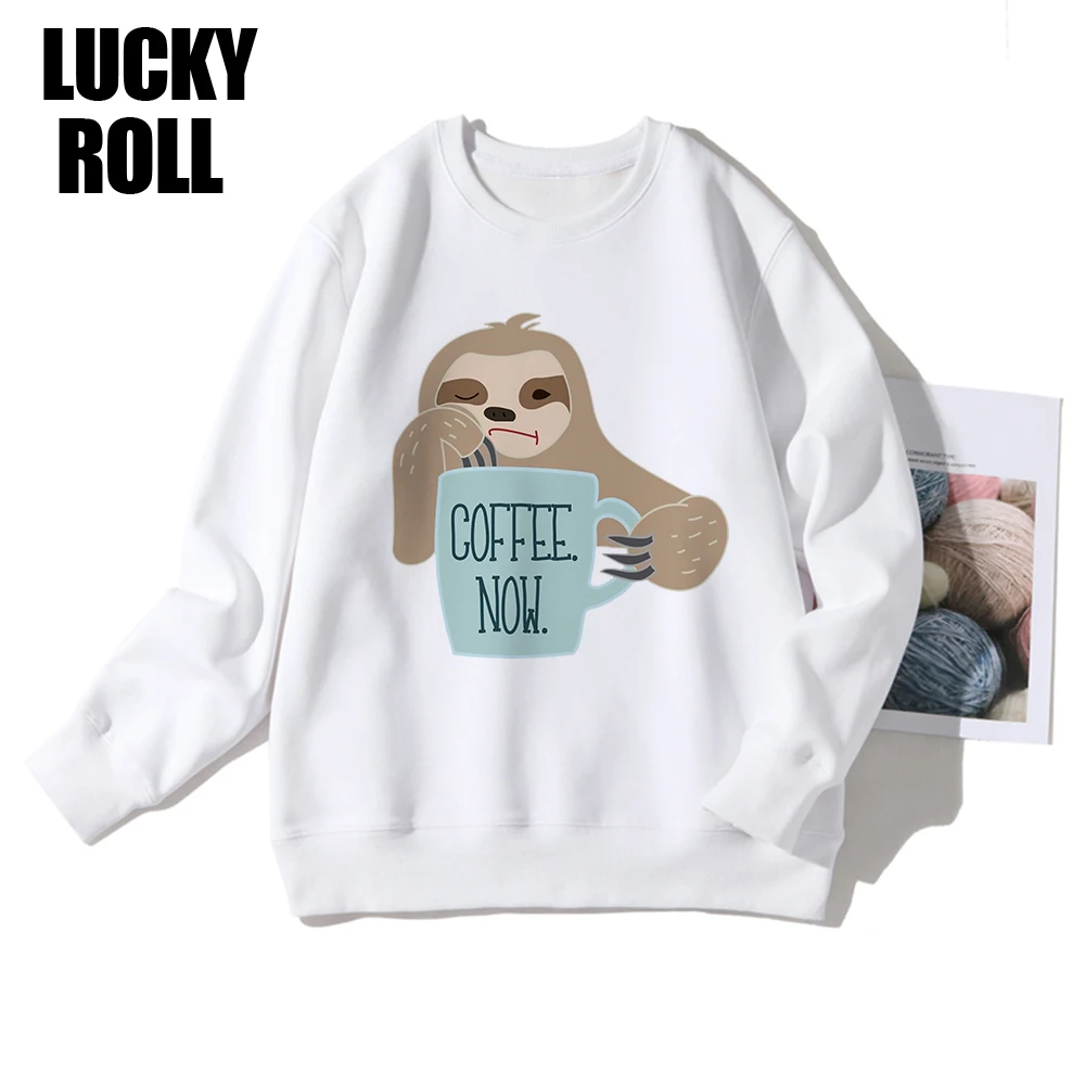 

Coffee Now Women's Oversize Sweatshirt Casual Sloth Culture Mori Girl Pullover Spring Autumn Y2k Long Sleeve Sudadera Mujer