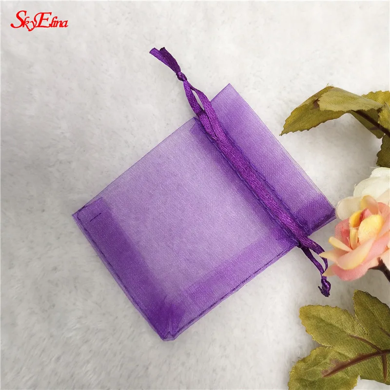 Dark purple 50 шт. 7x9 9x12 10x15 13x18 СМ Сумки из Органзы Упаковка Ювелирных Изделий Сумки Свадьба Украшения Drawable Сумки Подарочные Пакеты 5Z - Цвет: Dark purple