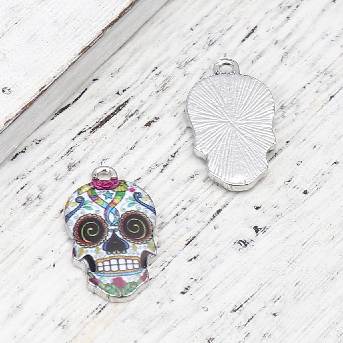 Шармы День мертвецов из цинкового сплава подвески сахар Череп золотой цвет