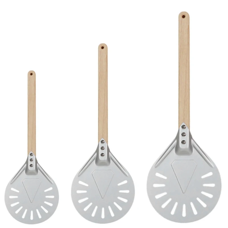 

Perforated Pizza Turning Peel Pizza Shovel Wooden Handle Pizza Peel Paddle Short Pizza Tool Non Slip Handle