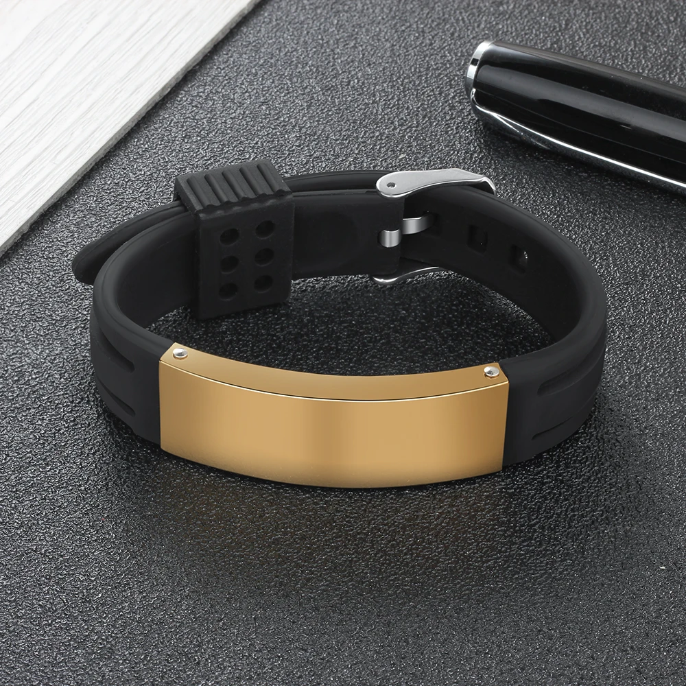 Персонализированные силиконовые именные ID браслеты для мужчин регулируемые DIY