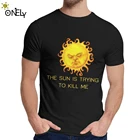 Футболка унисекс The IT толпа The Sun пытается убить меня Slim с круглым воротником для отдыха мультяшный принт с коротким рукавом