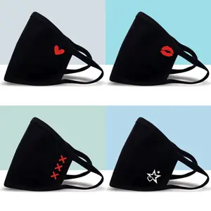 Маска для лица многоразовая с принтом красных губ и защитой от пыли