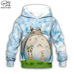 Totoro anime 3d printed Hoodies Children zipper Pullover Cartoon Sweatshirt Tracksuit Hooded/pants/family t shirt style-1