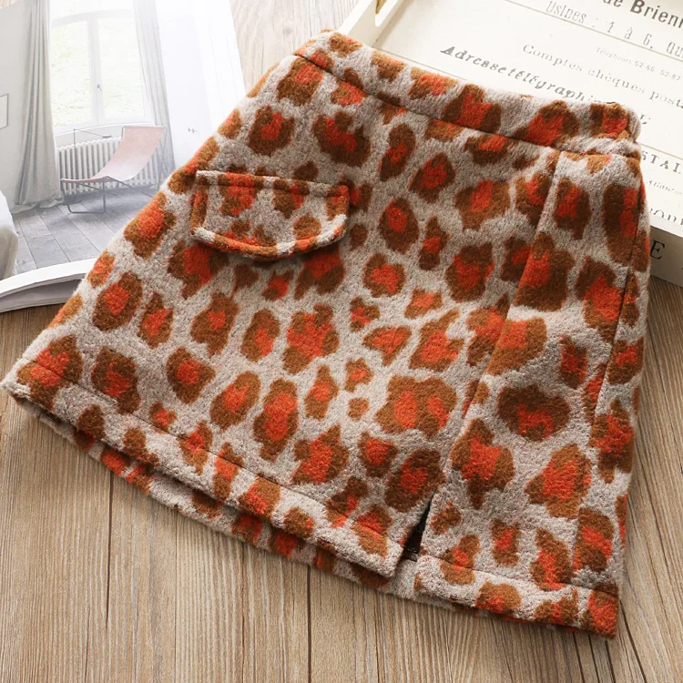 2019 детская одежда леопардовая юбка модная зимняя юбка-трапеция для девочек |