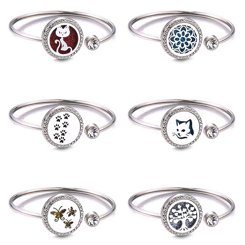 Новый браслет стразы с котом бабочкой и аромадиффузором из эфирных масел